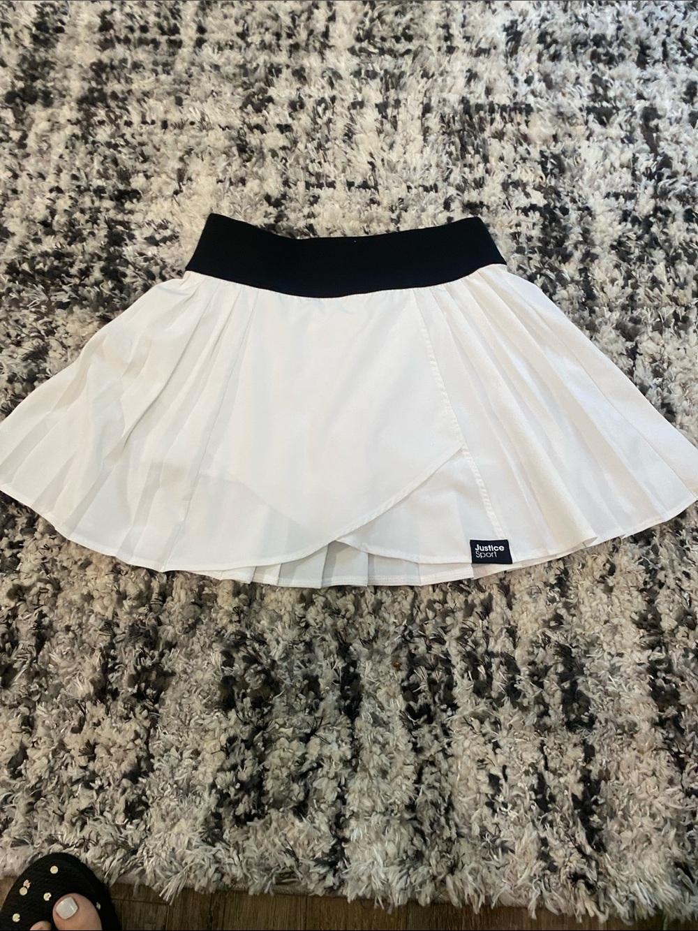 Justice White Skater Skirt with Black Waistband